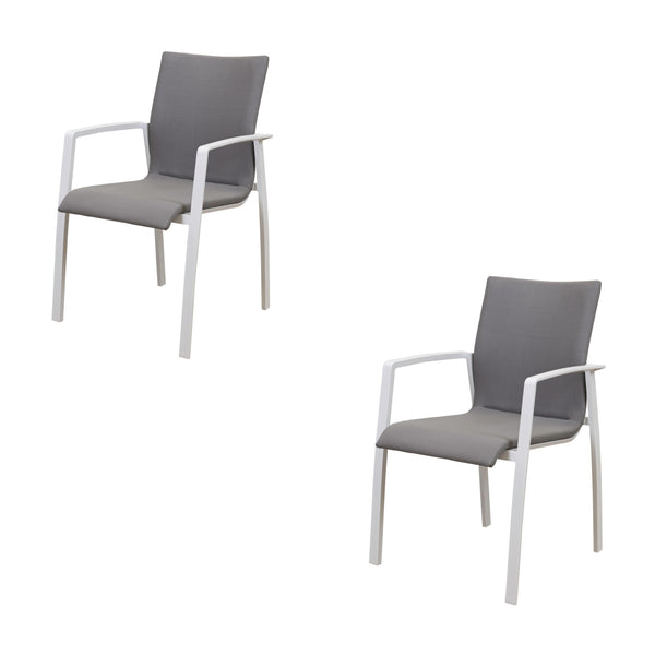 Ataman 2pc Set Aluminium Outdoor Dining Chair White