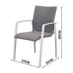 Ataman 2pc Set Aluminium Outdoor Dining Chair White