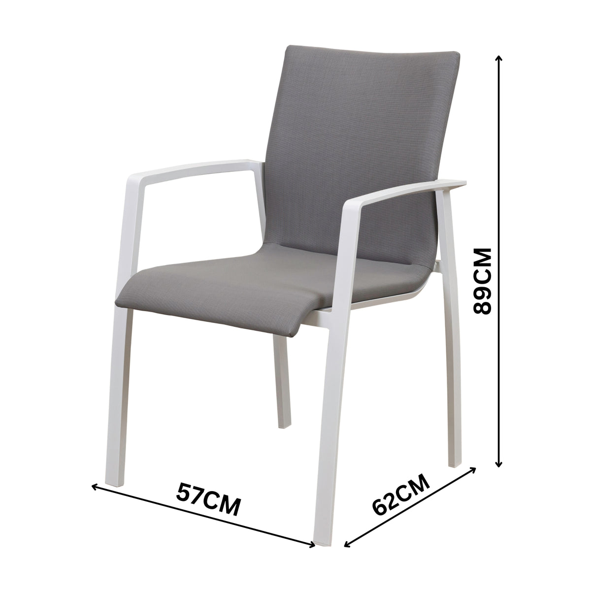 Ataman 2pc Set Aluminium Outdoor Dining Chair White