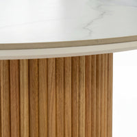 Avila 110cm Flute Round Coffee Table Ceramic Stone Top Natural