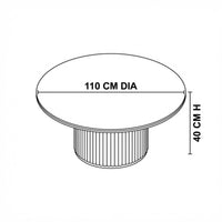Avila 110cm Flute Round Coffee Table Ceramic Stone Top Natural