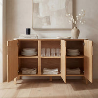 Avila 150cm Flute Buffet Table Ceramic Stone Top Natural