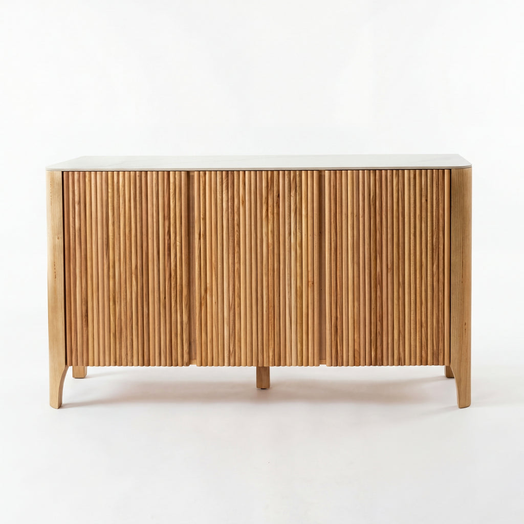 Avila 150cm Flute Buffet Table Ceramic Stone Top Natural