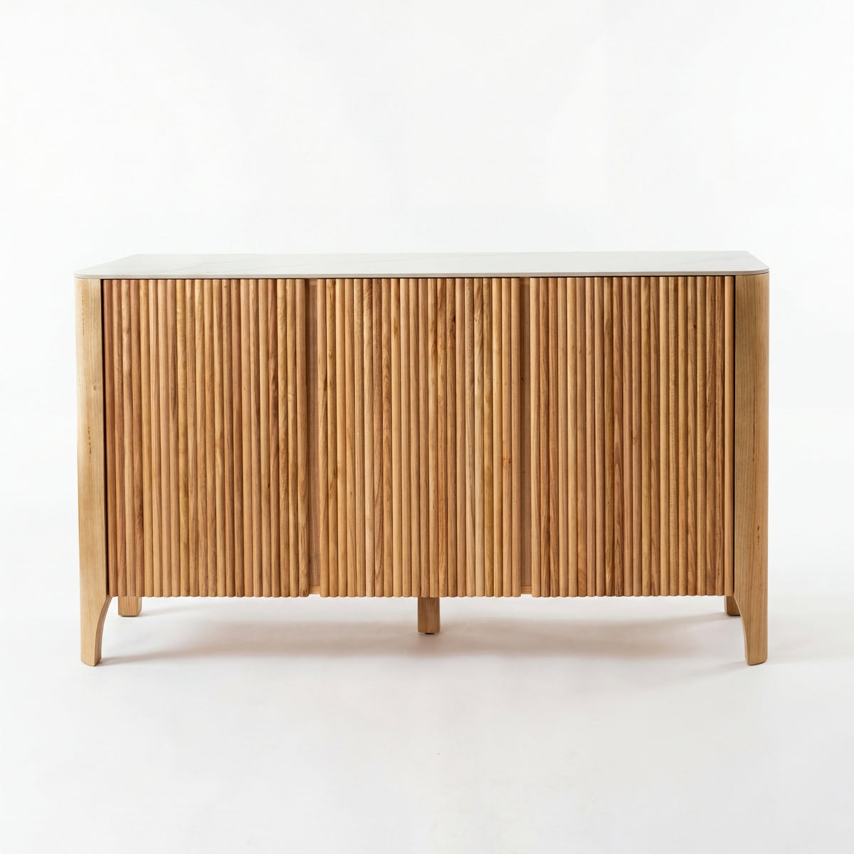 Avila 150cm Flute Buffet Table Ceramic Stone Top Natural