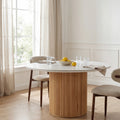 Avila 150cm Flute Round Dining Table Ceramic Stone Top Natural