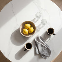 Avila 150cm Flute Round Dining Table Ceramic Stone Top Natural