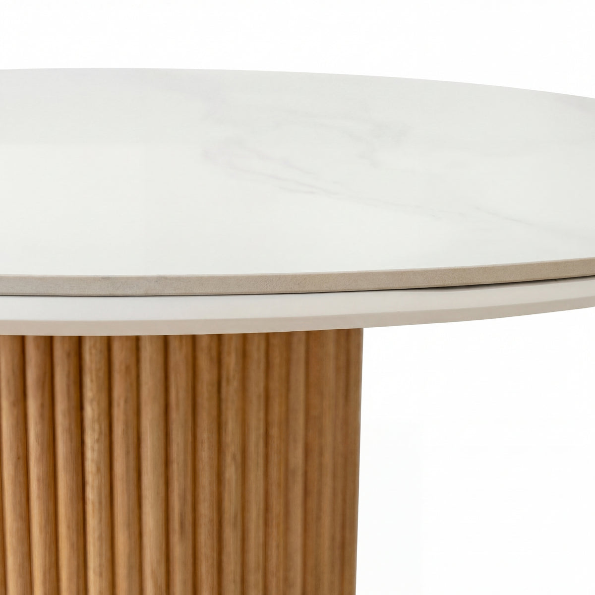 Avila 150cm Flute Round Dining Table Ceramic Stone Top Natural