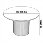 Avila 150cm Flute Round Dining Table Ceramic Stone Top Natural