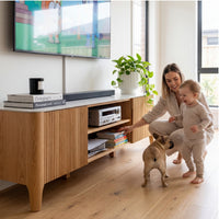 Avila 200cm Flute ETU Entertainment TV Unit Ceramic Stone Top Natural