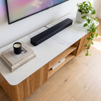 Avila 200cm Flute ETU Entertainment TV Unit Ceramic Stone Top Natural