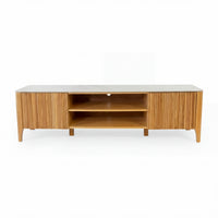 Avila 200cm Flute ETU Entertainment TV Unit Ceramic Stone Top Natural