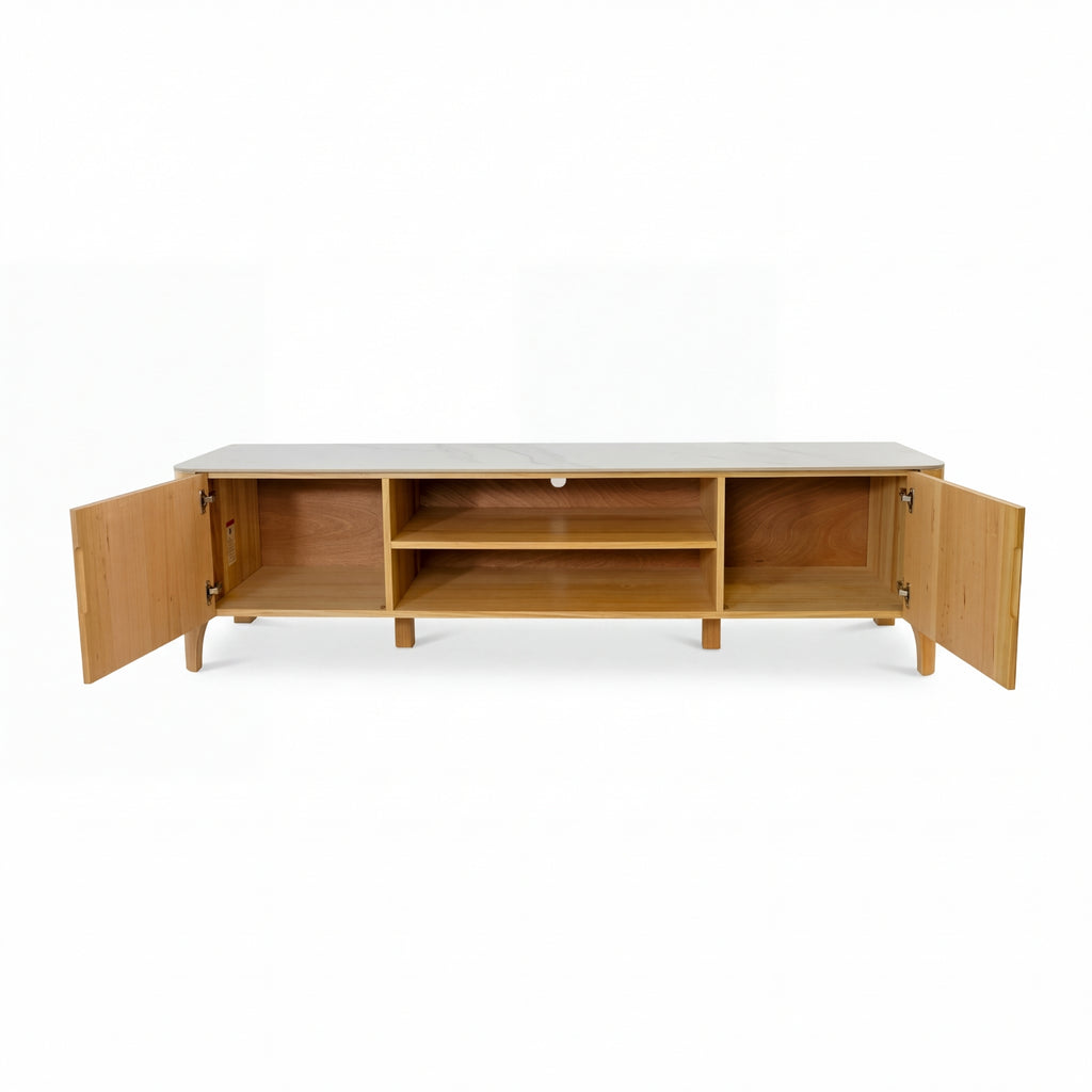 Avila 200cm Flute ETU Entertainment TV Unit Ceramic Stone Top Natural