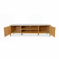 Avila 200cm Flute ETU Entertainment TV Unit Ceramic Stone Top Natural