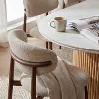 Avila 230cm Flute Dining Table Ceramic Stone Top Natural