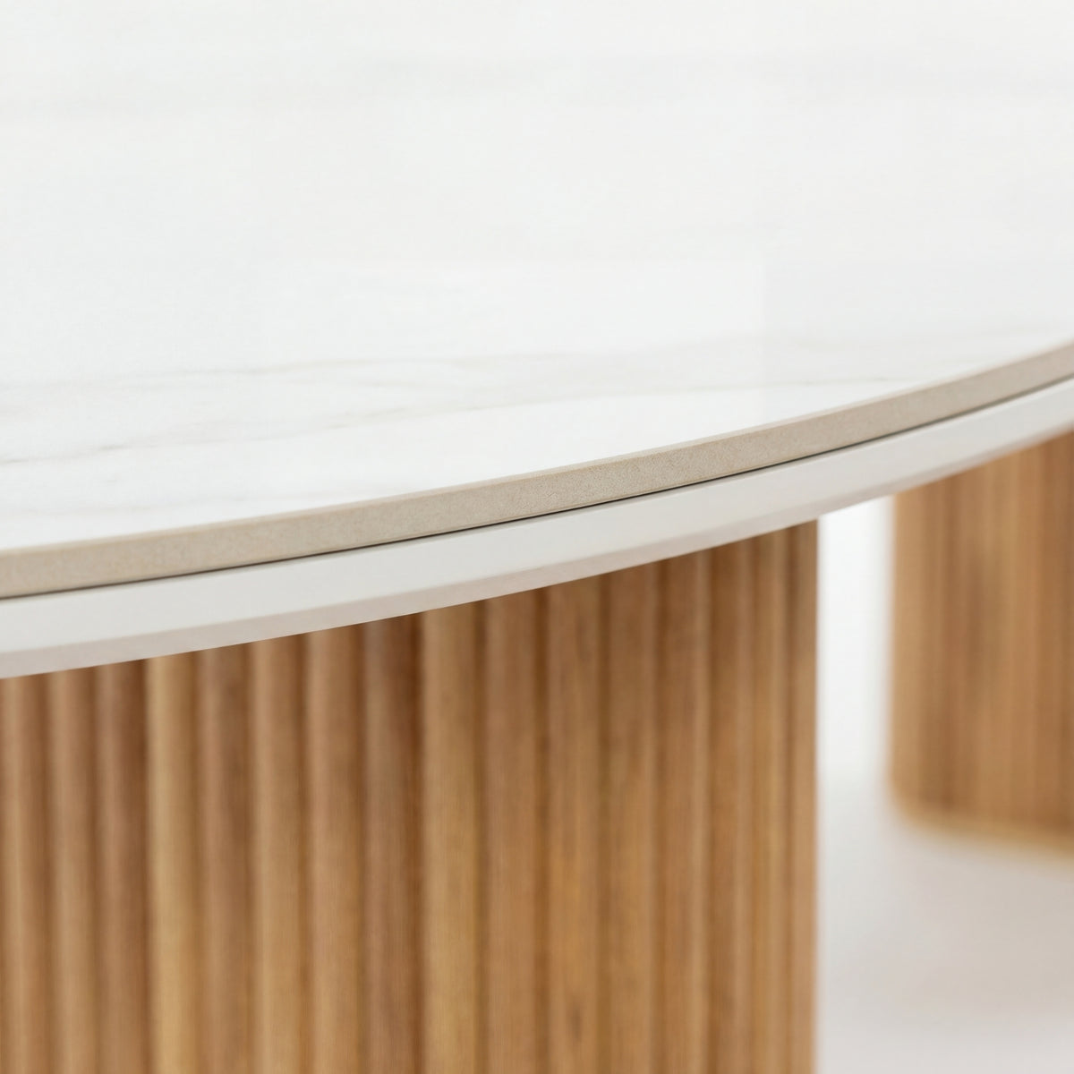 Avila 230cm Flute Dining Table Ceramic Stone Top Natural