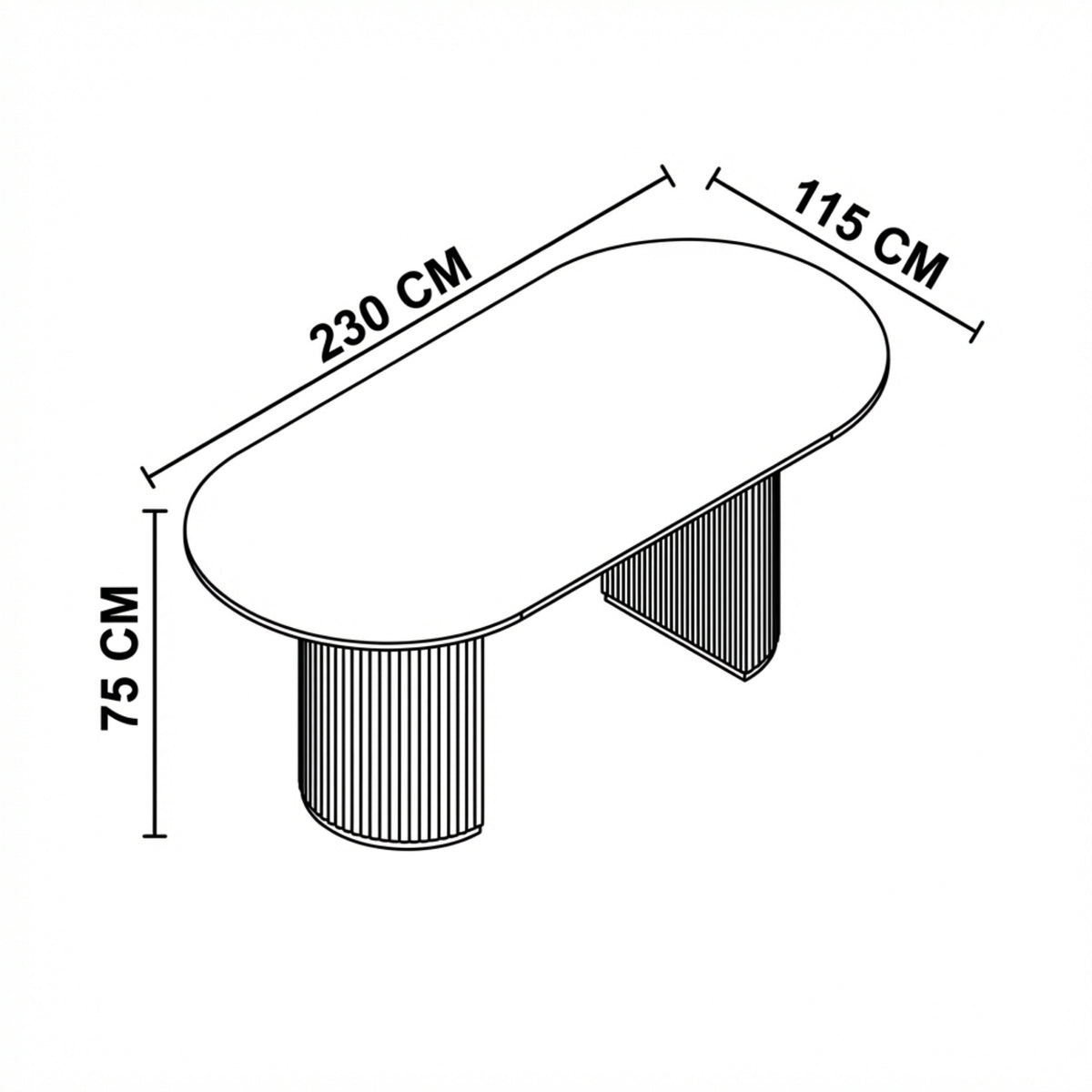 Avila 230cm Flute Dining Table Ceramic Stone Top Natural