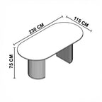 Avila 230cm Flute Dining Table Ceramic Stone Top Natural