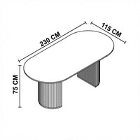 Avila 230cm Flute Dining Table Ceramic Stone Top Natural