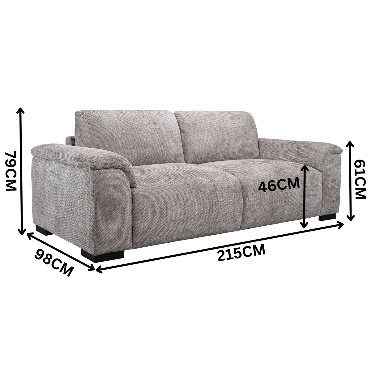 Avon 2+3 Seater Fabric Sofa Driftwood Grey
