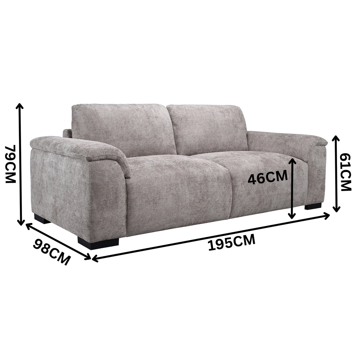 Avon 2+3 Seater Fabric Sofa Driftwood Grey