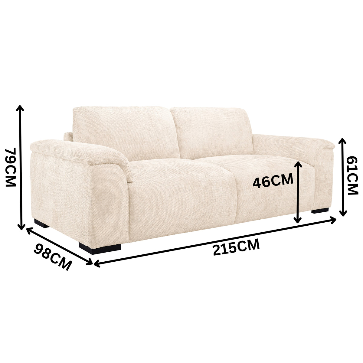 Avon 2+3 Seater Fabric Sofa Sand Beige
