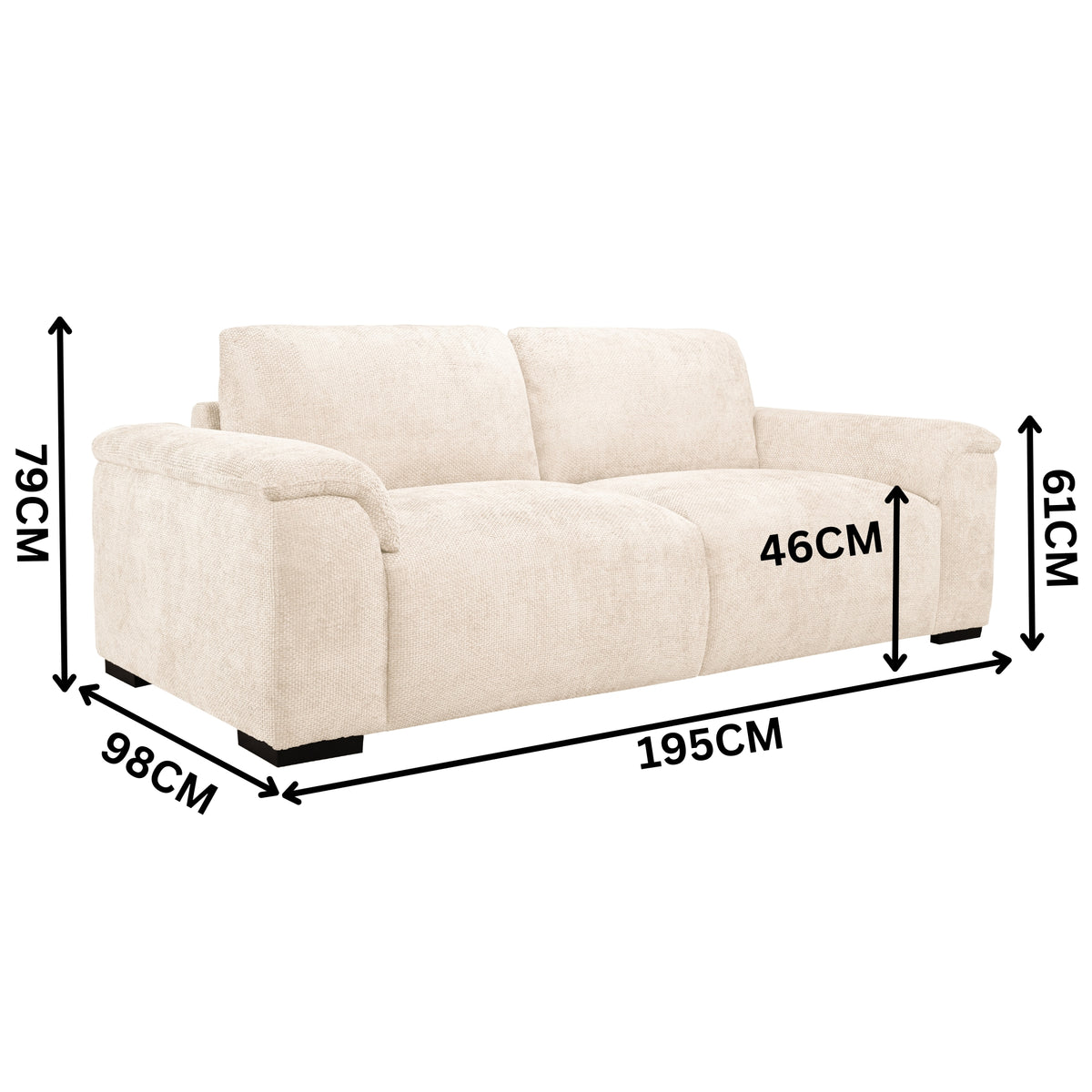 Avon 2+3 Seater Fabric Sofa Sand Beige