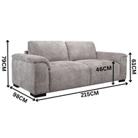 Avon 3 Seater Fabric Sofa Driftwood Grey