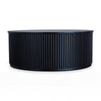 Ayla Fluted 90cm Round Coffee Table Black, front view on a white background showing the vertical flutes
