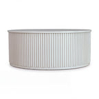 Ayla Fluted 90cm Round Coffee Table White, front view on a white background showing the vertical flutes