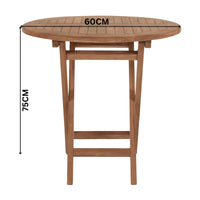 Bali 3pc 60cm Round Outdoor Teak Timber Dining Table Chair Set