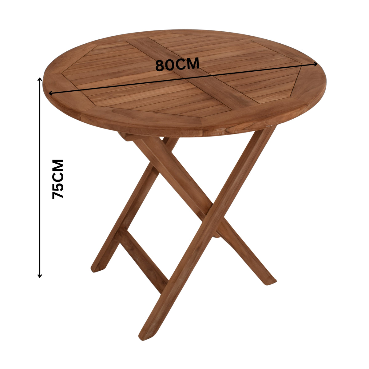 Bali 5pc 80cm Round Outdoor Teak Timber Dining Table Chair Set