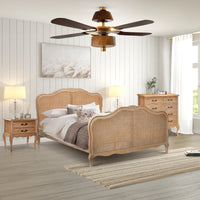 Bali 5pc Bed Frame Suite Bedside Dresser Package Oak King 