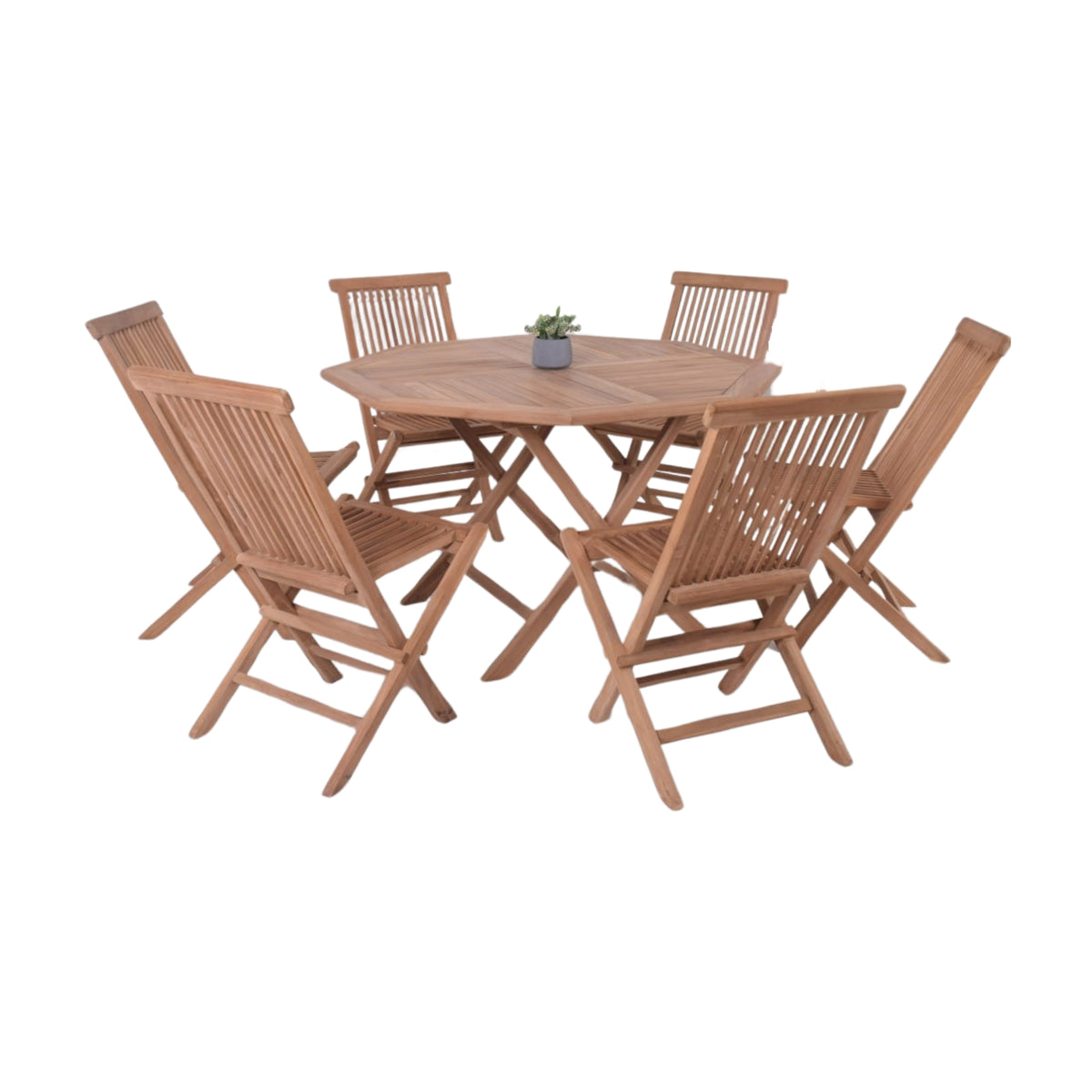 Bali 7pc 120cm Round Outdoor Teak Timber Dining Table Chair Set