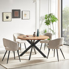 Barlo 5pc Dining Set 120cm Round Table 4 Beige Chair Natural