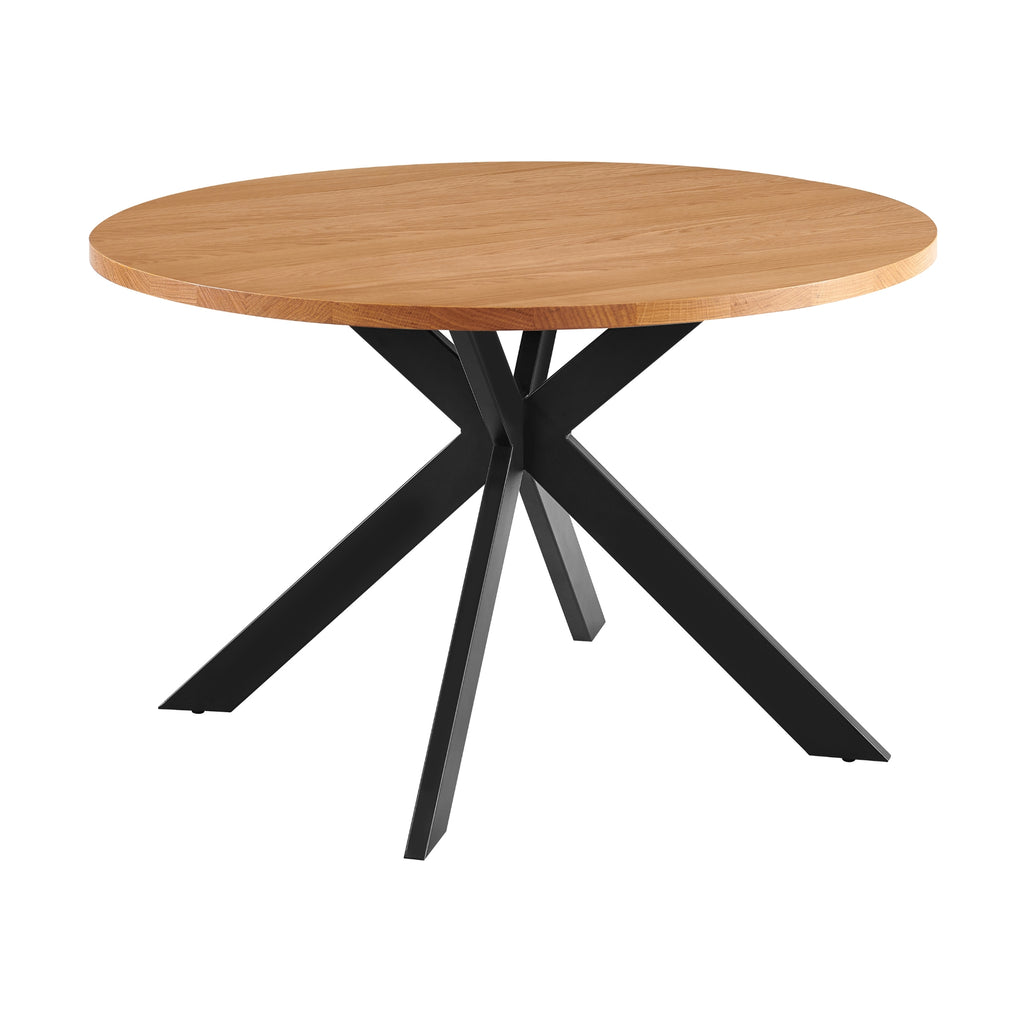 Barlo 5pc Dining Set 120cm Round Table 4 Grey Chair Natural