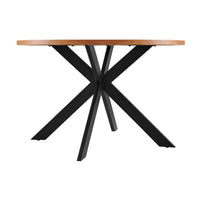 Barlo 5pc Dining Set 120cm Round Table 4 Grey Chair Natural