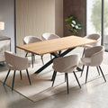 Barlo 7pc Dining Set 200cm Table 6 Beige Chair Natural