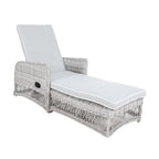 Bay Isle Outdoor Adjustable Long Reclining Sofa Chair Chaise Grey