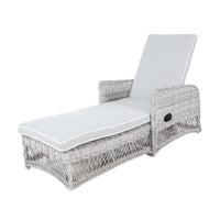 Bay Isle Outdoor Adjustable Long Reclining Sofa Chair Chaise Grey