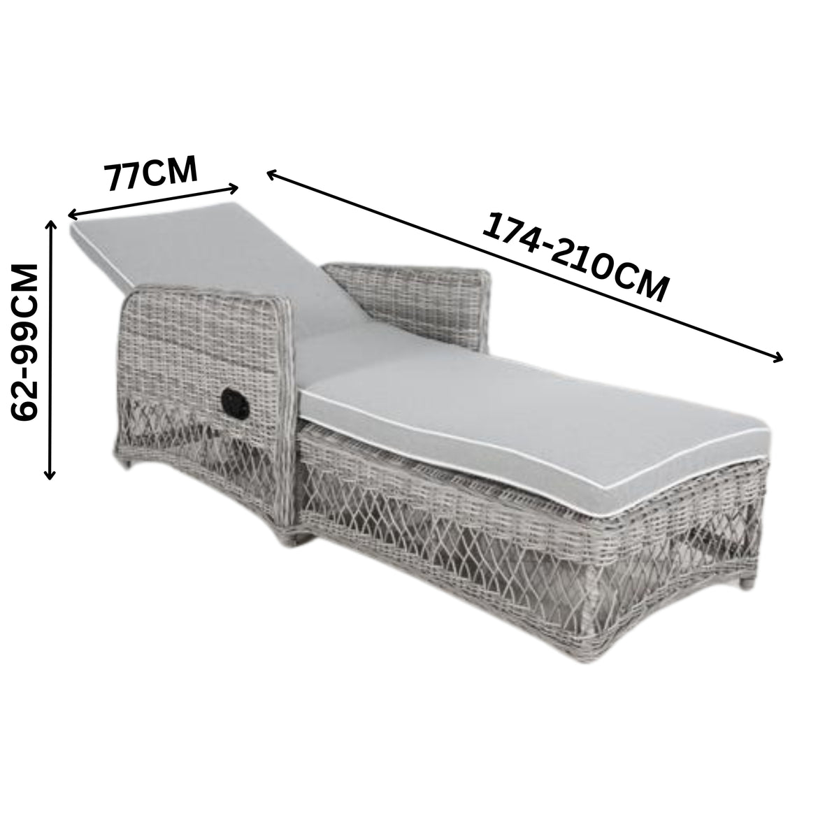 Bay Isle Outdoor Adjustable Long Reclining Sofa Chair Chaise Grey