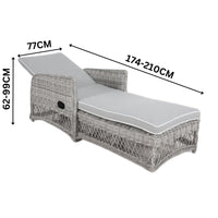Bay Isle Outdoor Adjustable Long Reclining Sofa Chair Chaise Grey