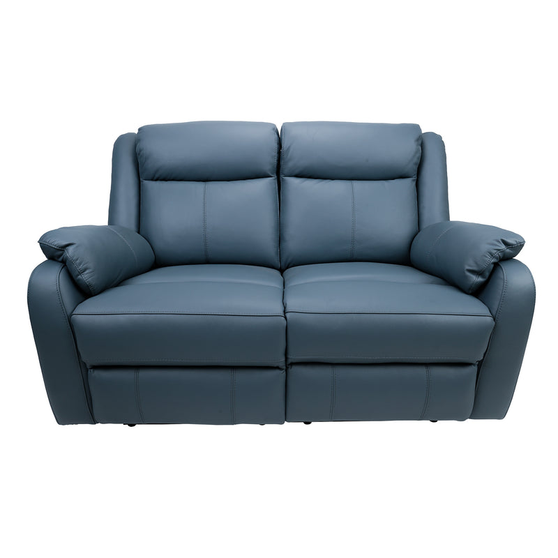 Bella 2 Seater Leather Electric Recliner Sofa Lounge Blue 