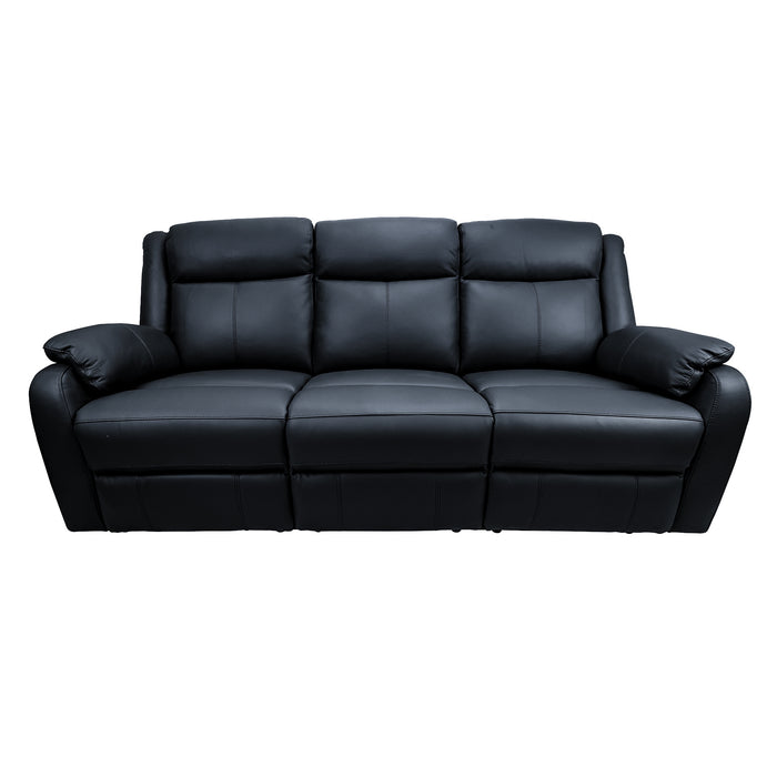 Bella 3 Seater Leather Electric Recliner Sofa Lounge Black 