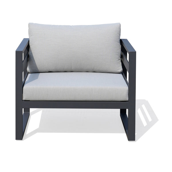 Bellavista 1 Seater Outdoor Chair Sofa Lounge Aluminium Frame Charcoal
