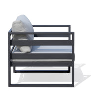 Bellavista 1 Seater Outdoor Chair Sofa Lounge Aluminium Frame Charcoal