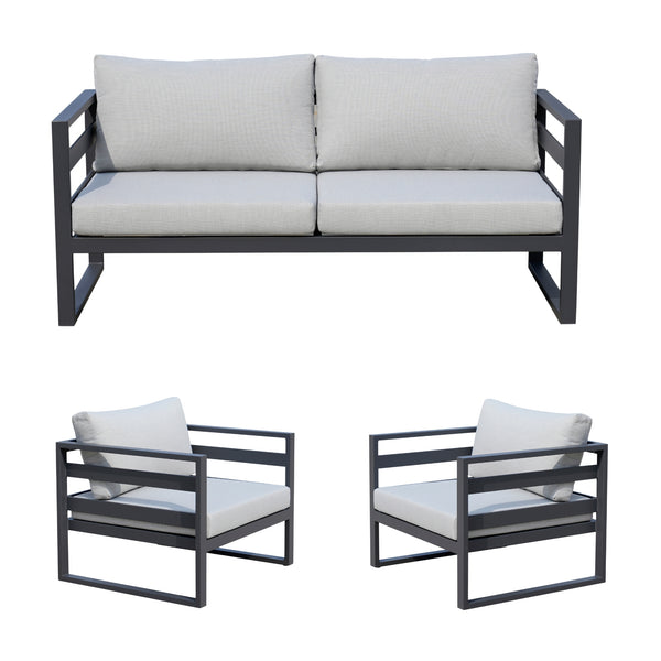 Bellavista 1+1+2 Seater Set Outdoor Chair Sofa Lounge Aluminium Frame Charcoal