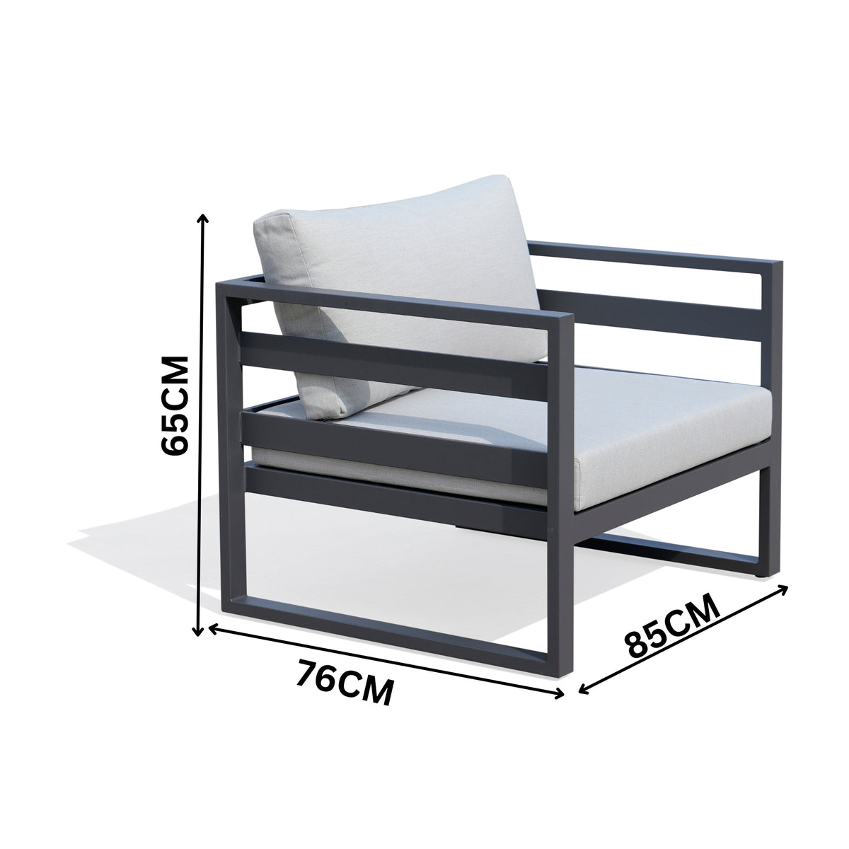 Bellavista 1+1+2 Seater Set Outdoor Chair Sofa Lounge Aluminium Frame Charcoal