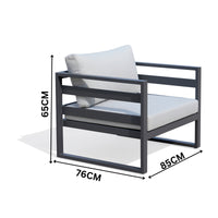Bellavista 1+1+2 Seater Set Outdoor Chair Sofa Lounge Aluminium Frame Charcoal