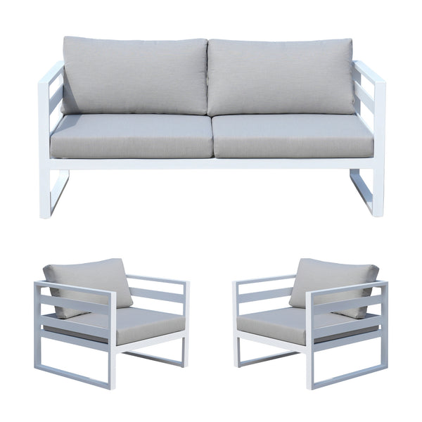 Bellavista 1+1+2 Seater Set Outdoor Chair Sofa Lounge Aluminium Frame White