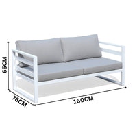 Bellavista 1+1+2 Seater Set Outdoor Chair Sofa Lounge Aluminium Frame White